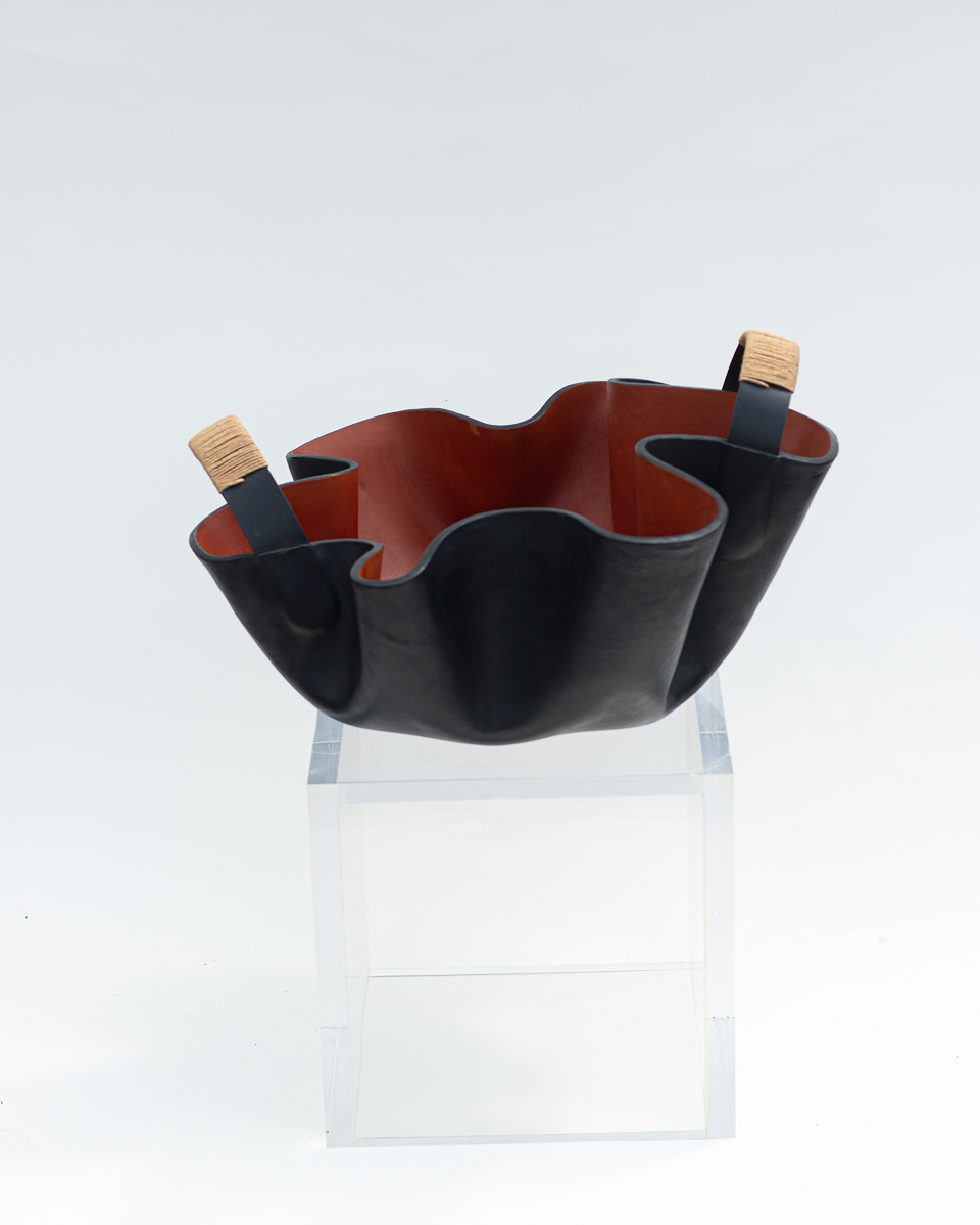 Cognac Leather Bowl